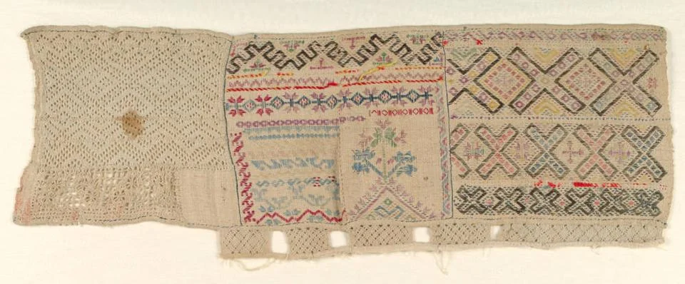 RECORD DATE NOT STATED Sampler (Spain); wool and cotton embroidery on line... Stock Photos