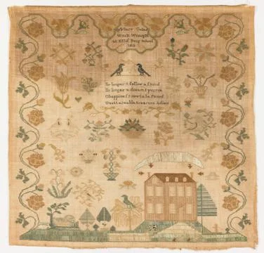 RECORD DATE NOT STATED Sampler (USA); Embroidered by Mary Cole (American);... Stock Photos