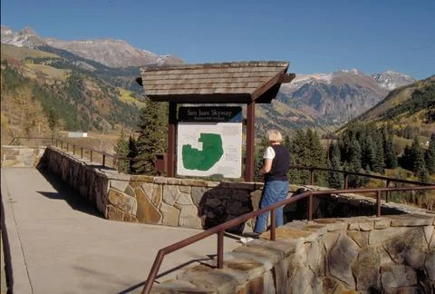 RECORD DATE NOT STATED San Juan Skyway - Interpretive Sign Along with a Vi... Foto stock