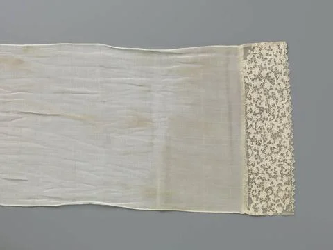 RECORD DATE NOT STATED  Scarf of mesh -like fabric with strips of needle s... 스톡 사진