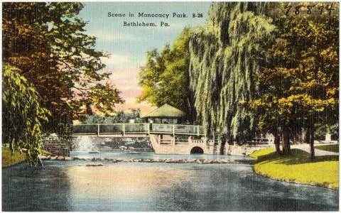 RECORD DATE NOT STATED Scene in Monocacy Park, Bethlehem, Pa. , Parks, Tic... Fotos Stock