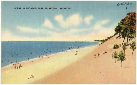 RECORD DATE NOT STATED Scene in Bronson Park, Muskegon, Michigan , Beaches... Fotos de archivo