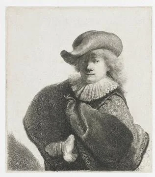 RECORD DATE NOT STATED  Self-Portrait in a soft hat and a patterned cloak,... Stock Photos