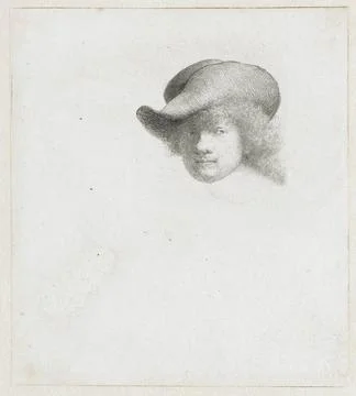 RECORD DATE NOT STATED  Self-Portrait in a soft hat and patterned cloak, R... Stock Photos