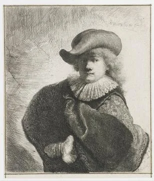 RECORD DATE NOT STATED  Self-Portrait in a soft hat and a patterned cloak,... Stock Photos