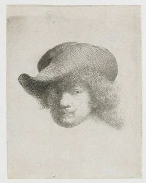 RECORD DATE NOT STATED  Self-Portrait in a soft hat and a patterned cloak,... Stock Photos