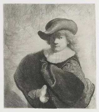 RECORD DATE NOT STATED  Self-Portrait in a soft hat and a patterned cloak,... Stock Photos