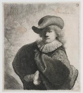 RECORD DATE NOT STATED  Self-Portrait in a soft hat and a patterned cloak,... Stock Photos