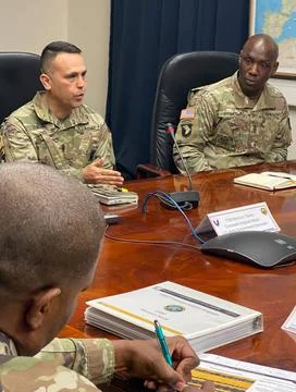 RECORD DATE NOT STATED A sergeant major takes copious notes as Command Sgt... Stock Photos