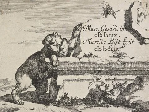 RECORD DATE NOT STATED  The set of the bears. Frontispiece prints, etching... Stock Photos