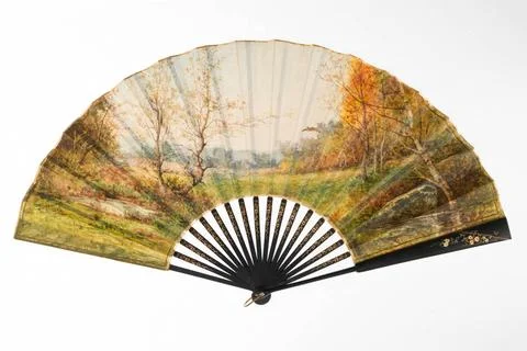 RECORD DATE NOT STATED  Sevorge. EVENTAIL. Forest , 1887. Painted swan ski... Stockfoto's