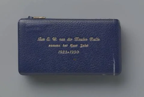 RECORD DATE NOT STATED  Sewing box of blue artificial leather stating to L... Stock Photos