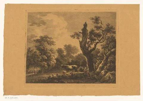 RECORD DATE NOT STATED  Shepherd with herd in an open space in the forest,... Stock Photos