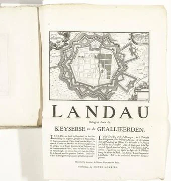RECORD DATE NOT STATED  Siege of Landau, 1702, 1702 - 1703 print Map of th... Fotos Stock