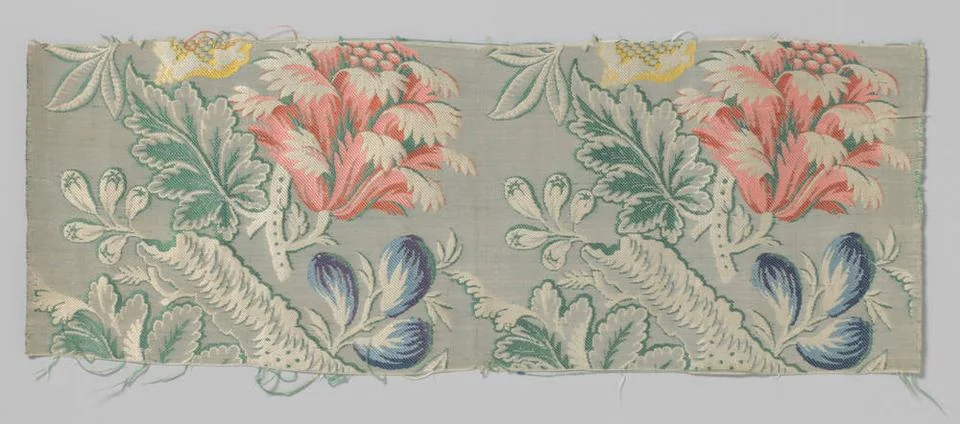 RECORD DATE NOT STATED  Silk fragment with pattern of tree trunks with lig... Stock Photos