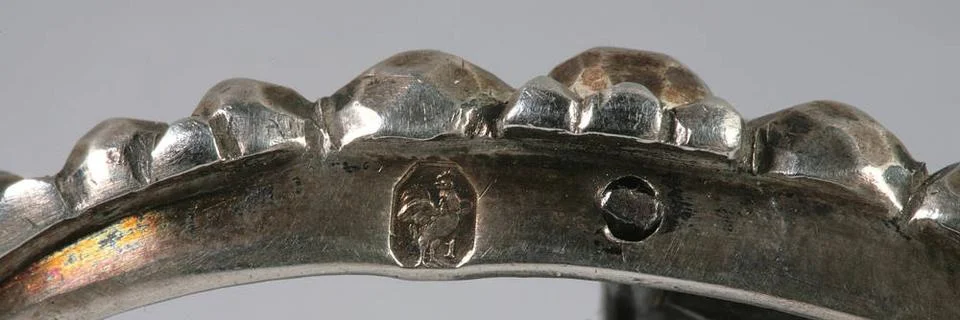 RECORD DATE NOT STATED  Silver punch 1st title for Paris, 1798-1809: Coq s... 스톡 사진