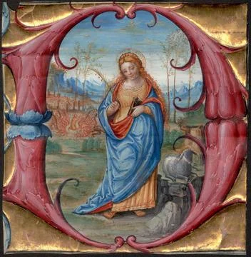 RECORD DATE NOT STATED Single initial D cut from a 16-century antiphonal :... Foto stock