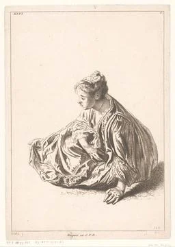 RECORD DATE NOT STATED  Sitting woman, 1710 - 1742 print print maker: Fran... Stock-Fotos