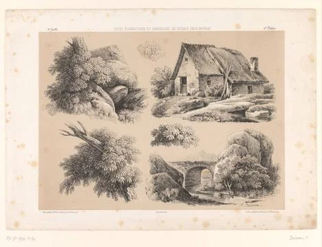 RECORD DATE NOT STATED  Six studies of landscape elements, Henri Boisseau,... Stock Photos