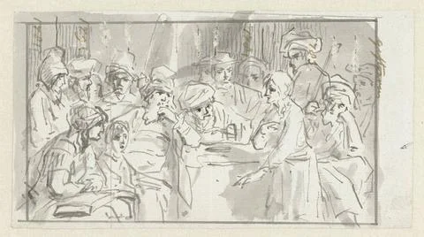 RECORD DATE NOT STATED  Sketch of Christ between the scribes, Jurriaan And... Stock Photos