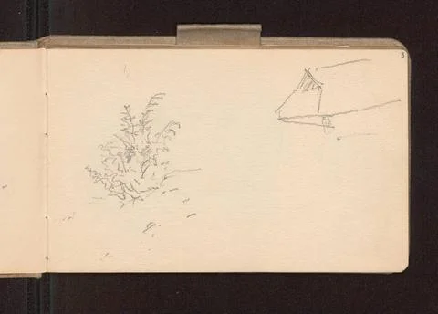 RECORD DATE NOT STATED  Sketch of the bush and roof with the eaves; Verso:... Stock Photos