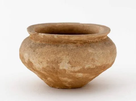 RECORD DATE NOT STATED  Small globular pot vas White terracotta. Paris, Mu... Stock Photos