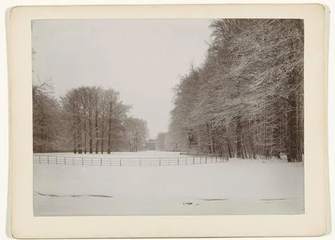RECORD DATE NOT STATED  Snowy park with in the background Slot Zeist, 1897... 스톡 사진
