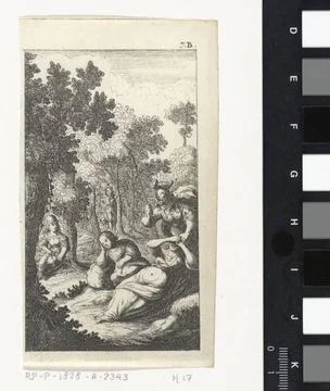RECORD DATE NOT STATED  Soldier attacks a woman, Abraham Dircksz. Santvoor... Stock Photos