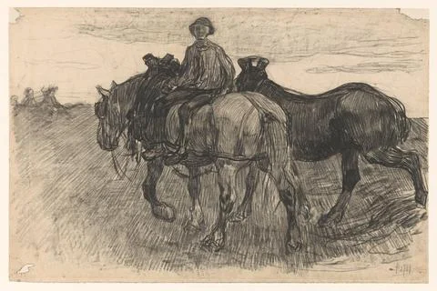 RECORD DATE NOT STATED  Span horses with a rider, Pieter de Josselin de Jo... Stock Photos