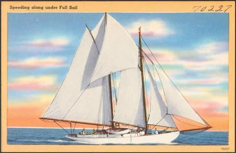 RECORD DATE NOT STATED Speeding along under full sail , Sailboats, Seas, T... Stock Photos