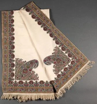RECORD DATE NOT STATED  Square cashmere shawl, border with plant patterns ... 스톡 사진