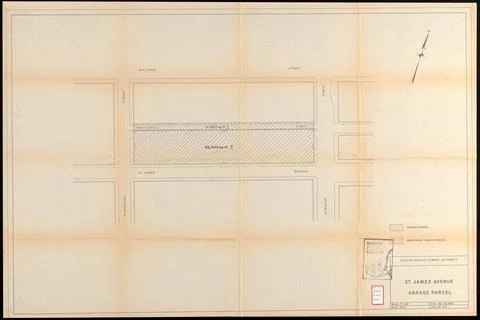 RECORD DATE NOT STATED St. James Avenue garage parcel , Parking garages, M... Stock Photos