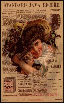 RECORD DATE NOT STATED Standard Java Record , Girls, Cats, Coffee, 19th Ce... Stock-Fotos