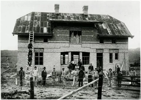 RECORD DATE NOT STATED State Railway SJ, Munkedal station under constructi... Foto stock