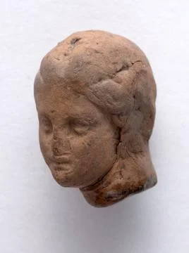 RECORD DATE NOT STATED  Statuette. Terracotta. Hellenistic. Head. Paris, C... 스톡 사진