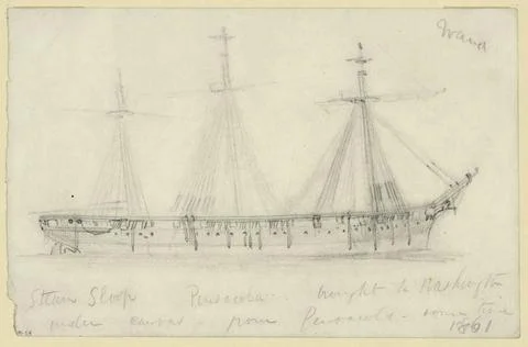 RECORD DATE NOT STATED Steam Sloop Pensacola brought to Washington under c... Stock Photos