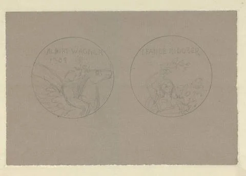 RECORD DATE NOT STATED  Stephan Schwartz Medal design. Pencil, gray paper ... Stock Photos