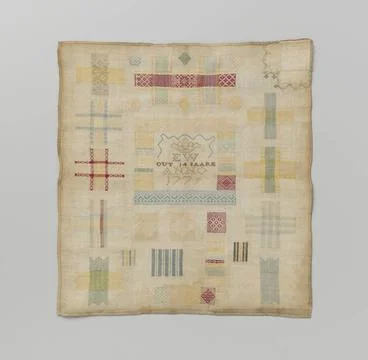 RECORD DATE NOT STATED  Stop patch of linen and silk on cotton mousseline.... Stock Photos