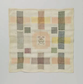 RECORD DATE NOT STATED  Stop patch of multicolored silk on cotton muslin.,... Stock Photos