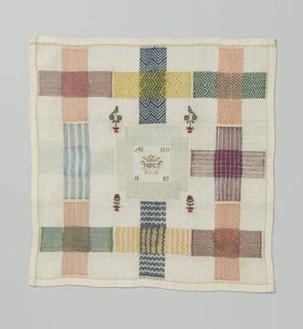 RECORD DATE NOT STATED  Stop patch from multicolored silk on linen., 1803 ... Fotos de archivo