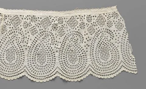 RECORD DATE NOT STATED  Strip made of linen with a wax edge and lace plung... Stock Photos