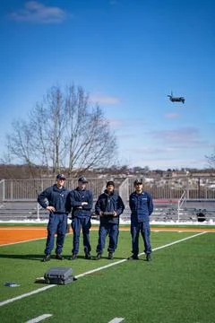 RECORD DATE NOT STATED  Students and instructors fly a drone during a trai... Stock Photos