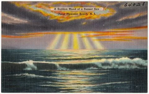 RECORD DATE NOT STATED A sudden mood of a sunset sea, Point Pleasant Beach... Stock Photos