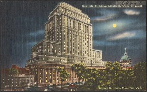 RECORD DATE NOT STATED Sun Life Building, Montreal, Que. at night - Edific... Stock Photos