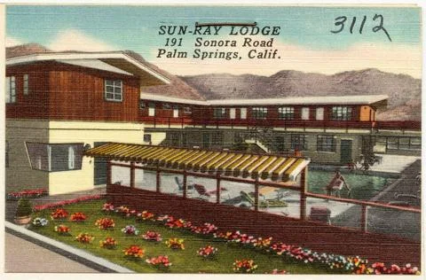 RECORD DATE NOT STATED Sun-Ray Lodge, 191 Sonora Road, Palm Springs, Calif... Stock Photos