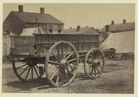 RECORD DATE NOT STATED Supply wagon, probably in a Civil War military faci... Stock Photos
