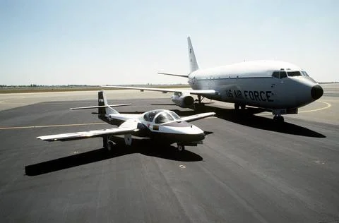 RECORD DATE NOT STATED A T-37 Tweet aircraft and a T-43 aircraft stand on ... Stock Photos