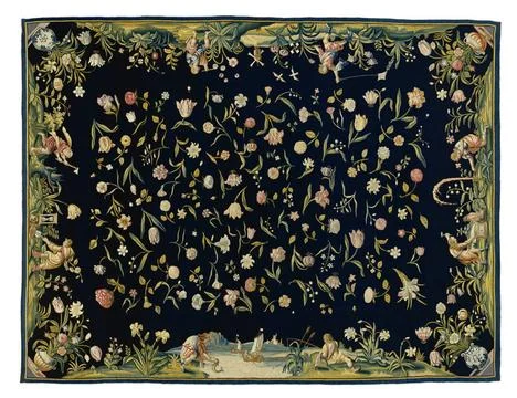 RECORD DATE NOT STATED  Table Carpet with the Four Elements and a Strewn F... 스톡 사진