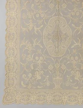 RECORD DATE NOT STATED  Tablecloth of linen with pattern of a vase with ro... Stock Photos