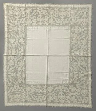 RECORD DATE NOT STATED  Tablecloth made of linen with a wide edge fillet s... Stock Photos